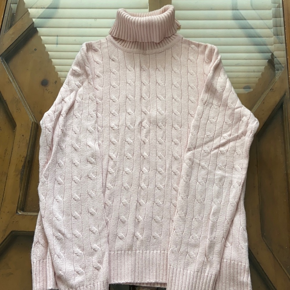 Eddie Bauer Soft Blush Cable Turtleneck Sweater